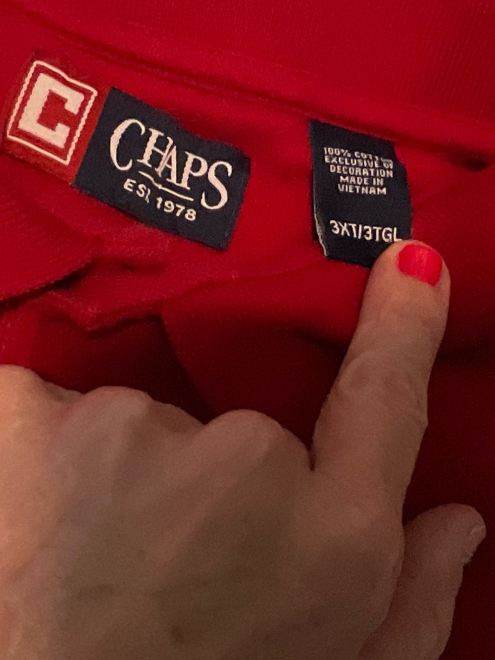 Chaps - Red Polo Shirt with Small Chest Emblem - Picture 3 of 3